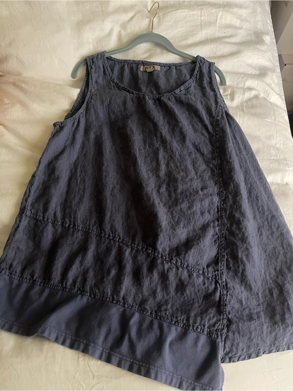 FLAX design Sleeveless Washed Indigo blue medium Linen Tunic Top - Picture 12 of 12